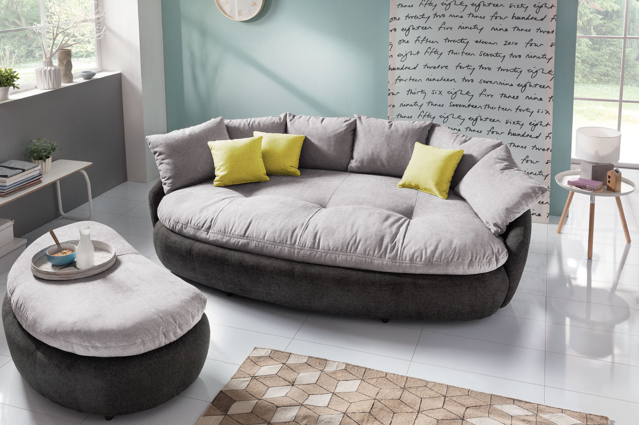 Divano Aruba moderno con pouf